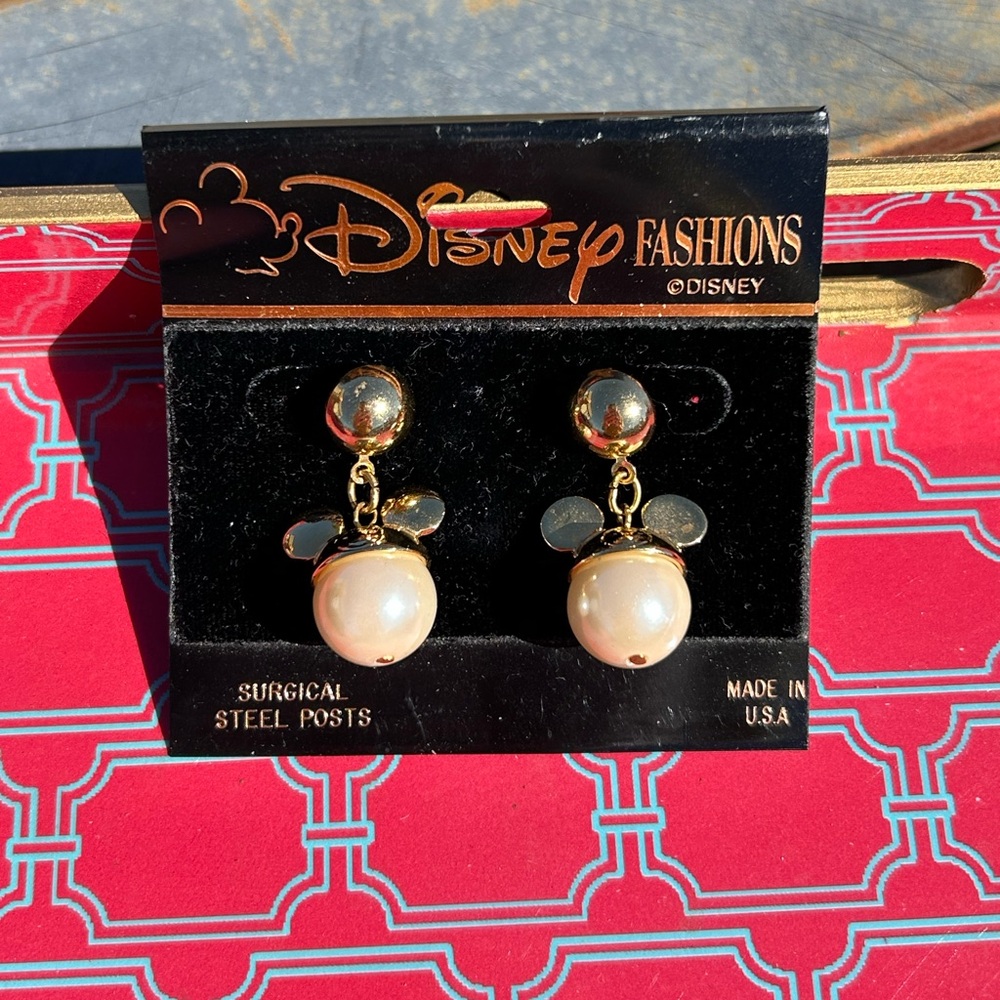 Vintage Disney Gold and Pearl Earrings